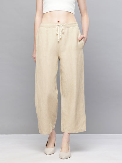 Cotton blend straight fit pants