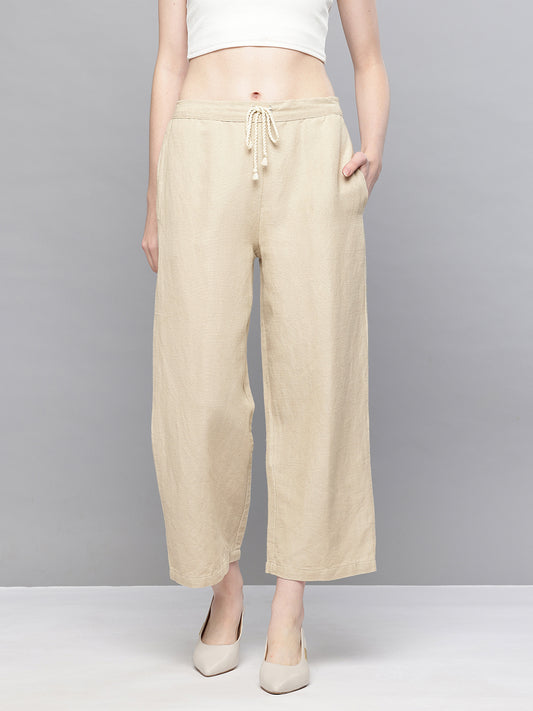 Cotton blend straight fit pants
