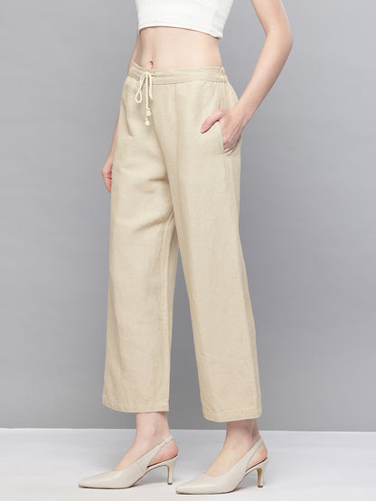 Cotton blend straight fit pants