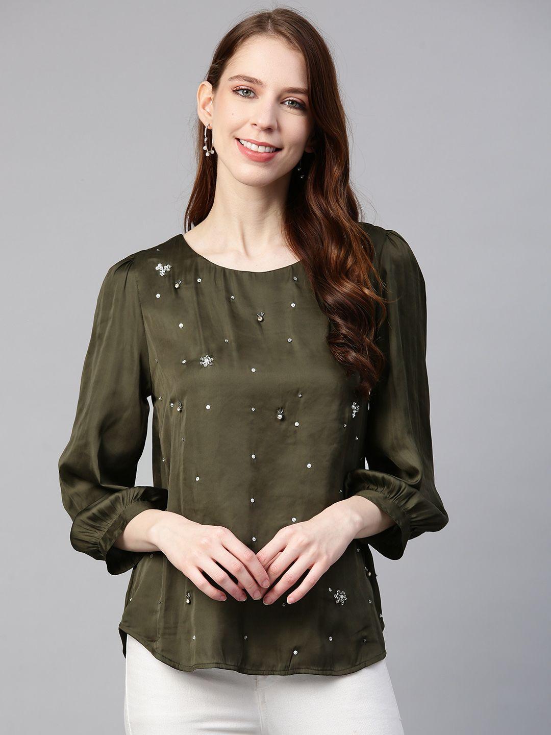 Olive Scattered sequin embellished blouse