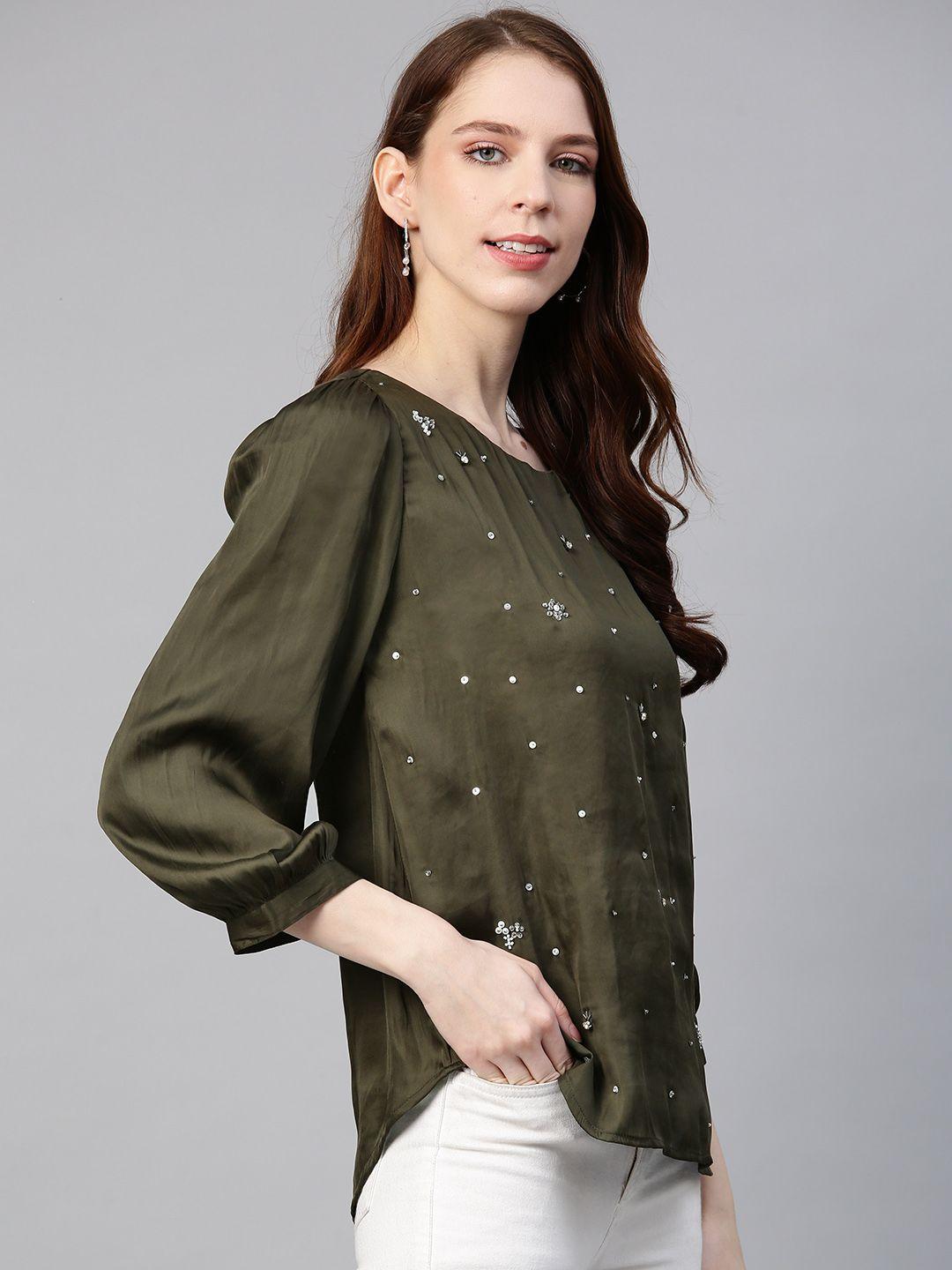 Olive Scattered sequin embellished blouse