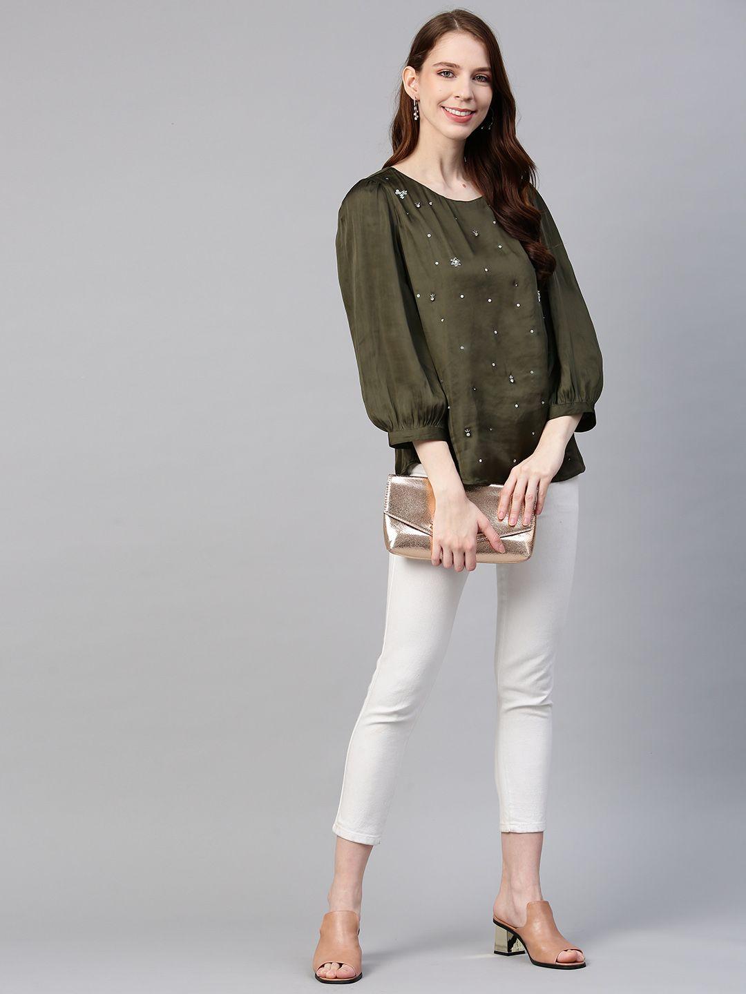 Olive Scattered sequin embellished blouse