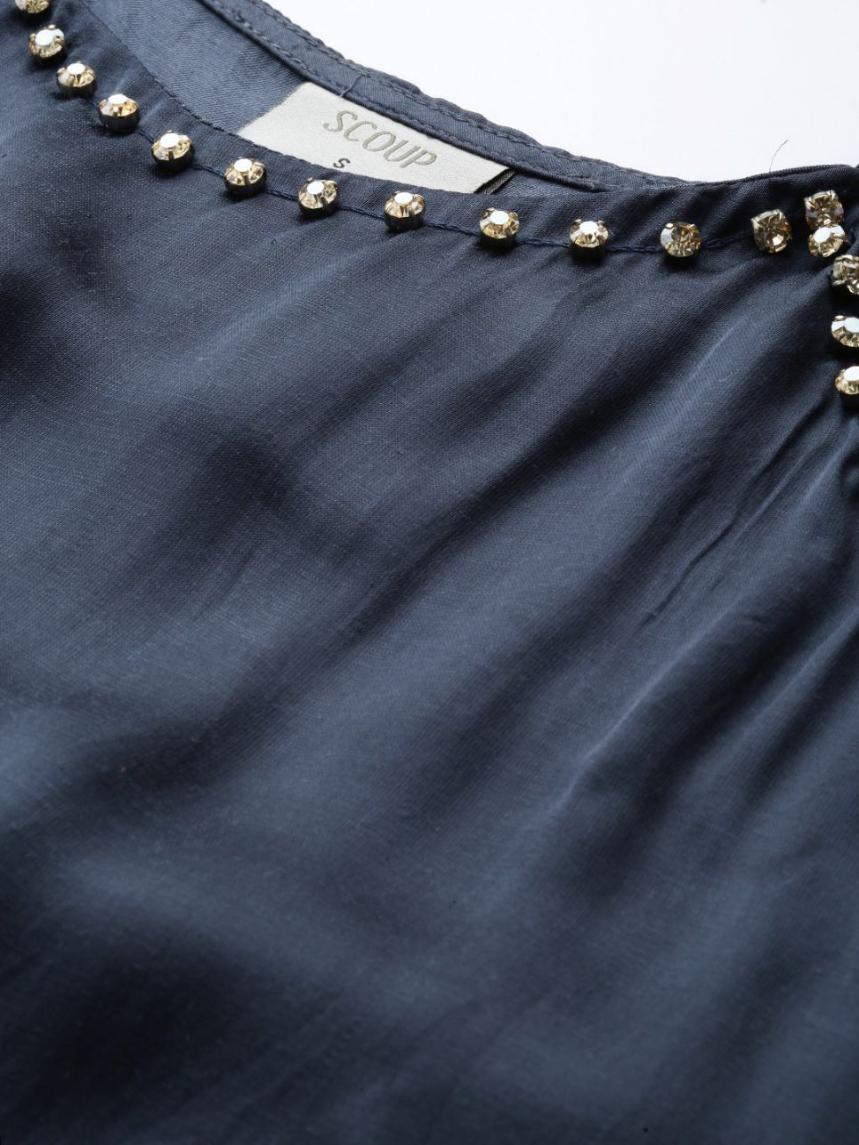 Embellished Navy Cami Top