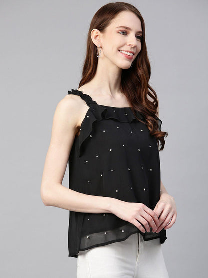 Frill Strap top with bead work