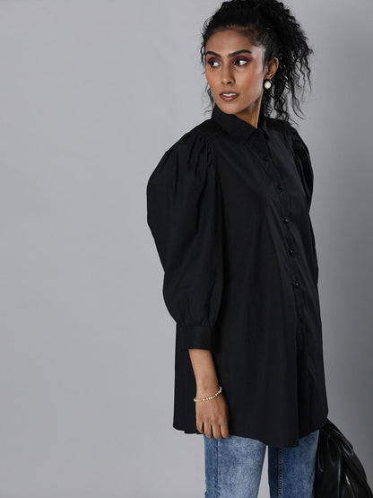 Black Lace insert shirt tunic