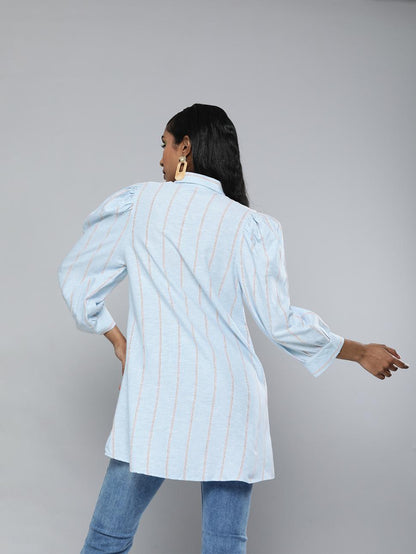 Striped Lace insert shirt tunic