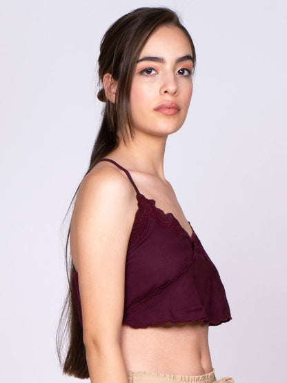 Wine Embroidered bralette top