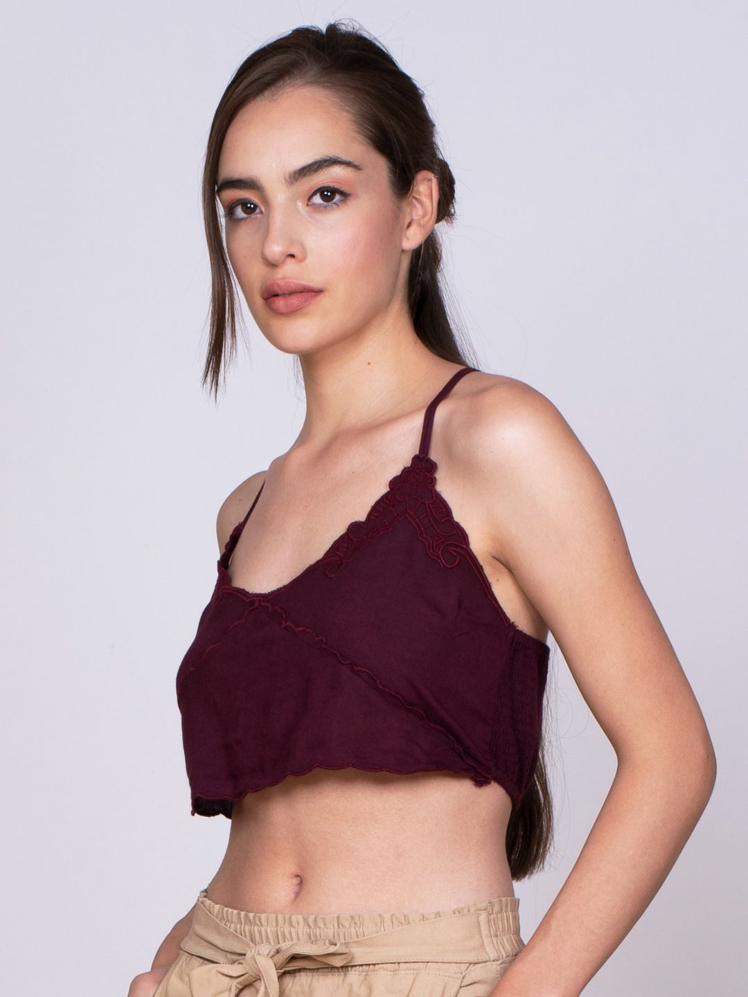 Wine Embroidered bralette top