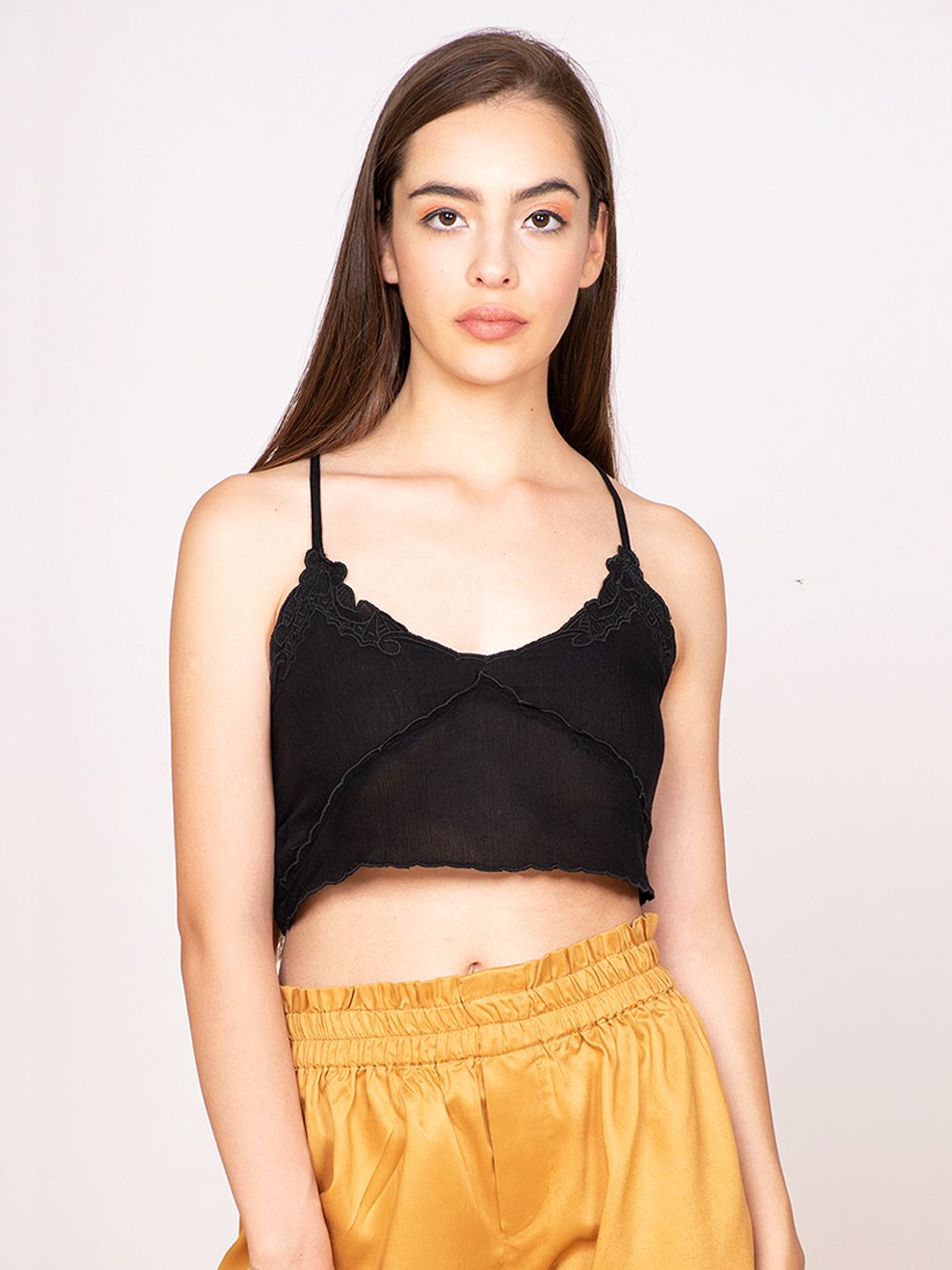 Scoup Black Embroidered bralette top