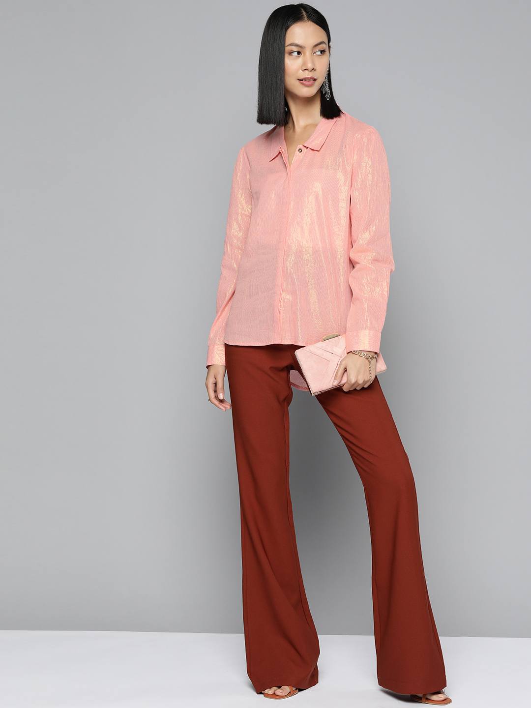 Pink cotton lurex shirt
