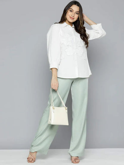 Scoup Combo of Embellished Shrug and Cotton Shirt