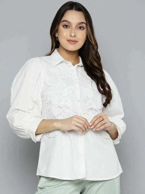 Scoup Combo of Embellished Shrug and Cotton Shirt