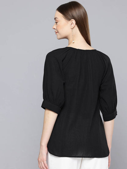 Scoup Puff Sleeve Cotton Top