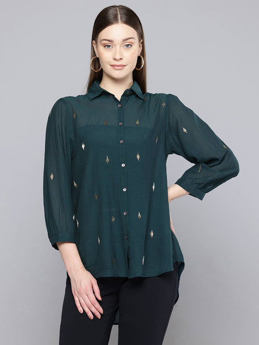 Green Hand embellished shirt