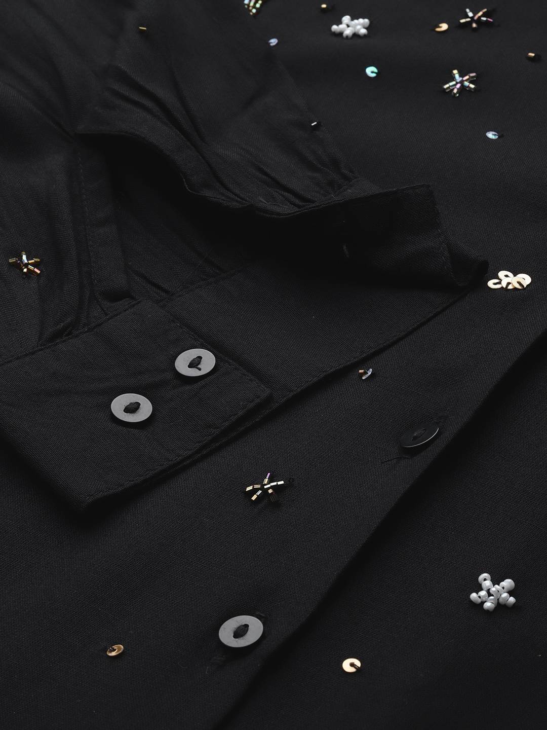 Scoup Black rayon hand embellished  shirt