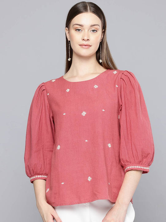 Floral Embroidered Linen Top