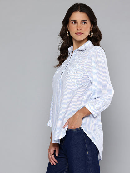 Dori embroidered striped shirt