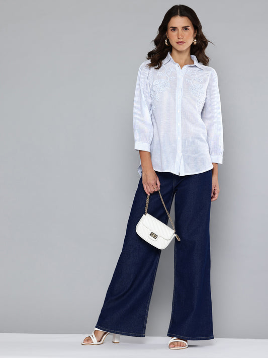 Dori embroidered striped shirt
