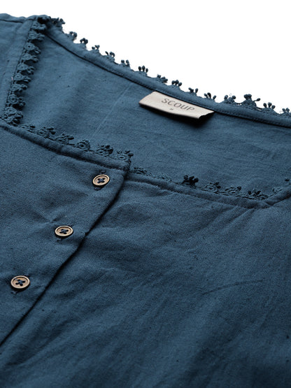 Lace detail Blue top