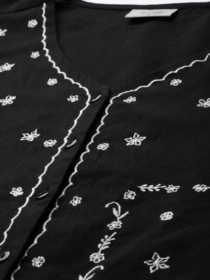 Black embroidered cord-set