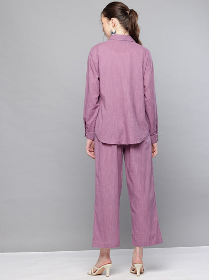 Cotton cord-set of shirt & pants