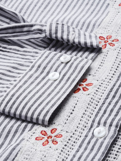 Cotton Stripe embroidered shirt