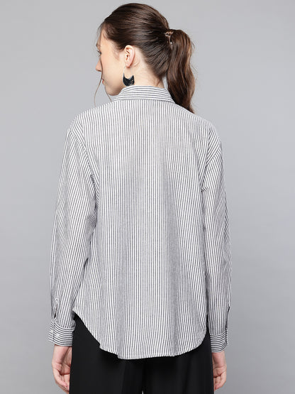 Cotton Stripe embroidered shirt