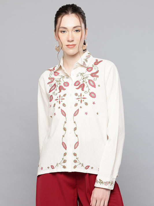 Cotton embroidered shirt