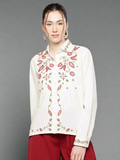 Cotton embroidered shirt