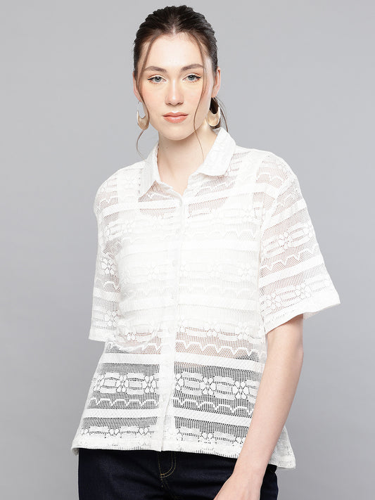 Lace Fabric short sleeve shirt