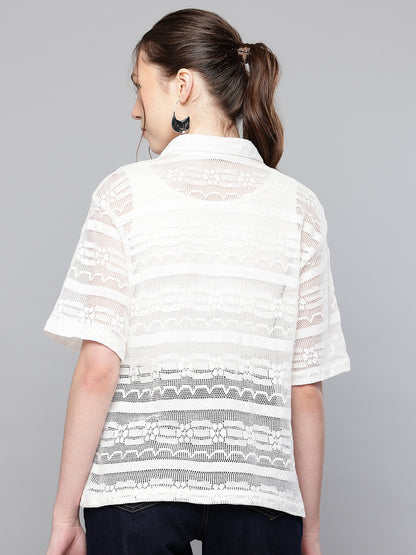 Lace Fabric short sleeve shirt