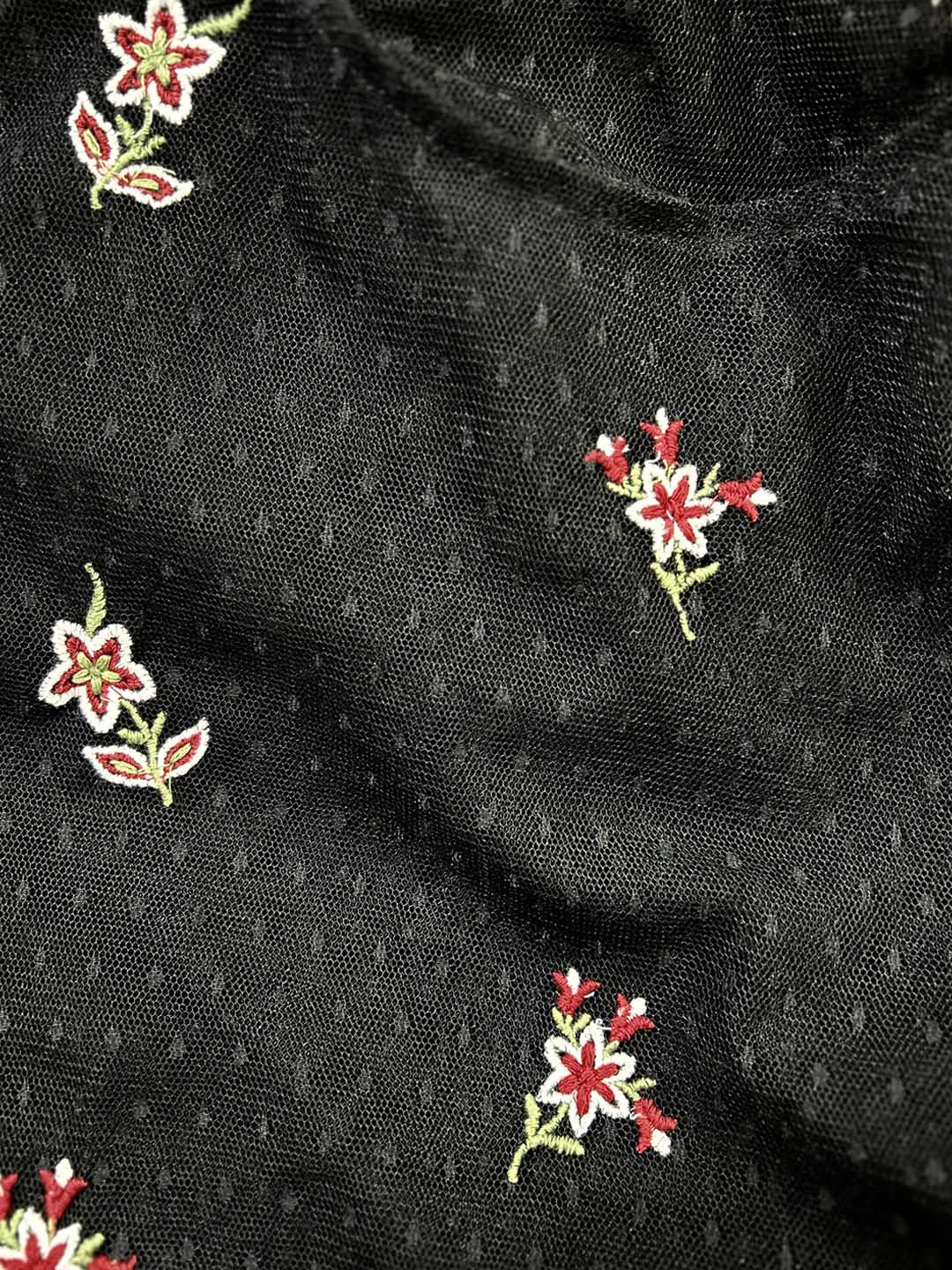 Embroidered Mesh Top