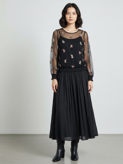 Embroidered Mesh Top