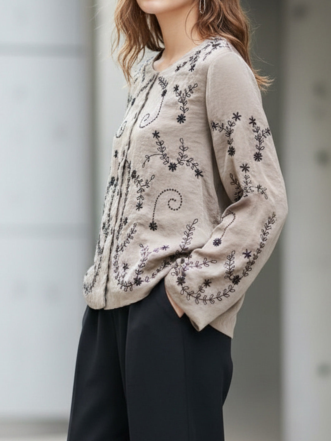 Embroidered Satin Coverup