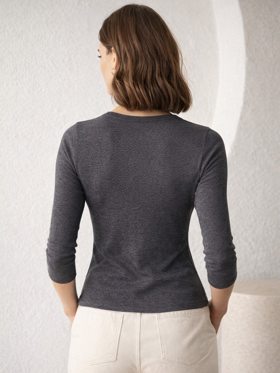 Scoup Women's grey-melange-jersey-rib-top