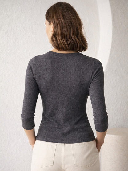 Scoup Women's grey-melange-jersey-rib-top