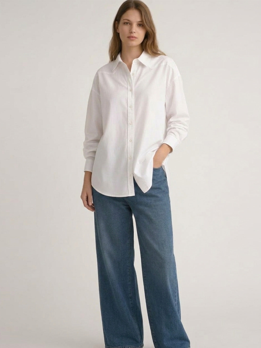 Scoup Women's cotton-poplin-white-shirt