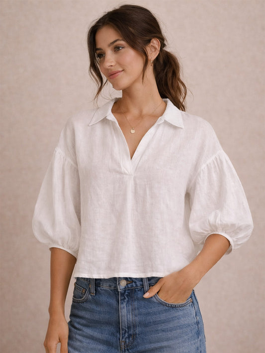 Cotton linen white top