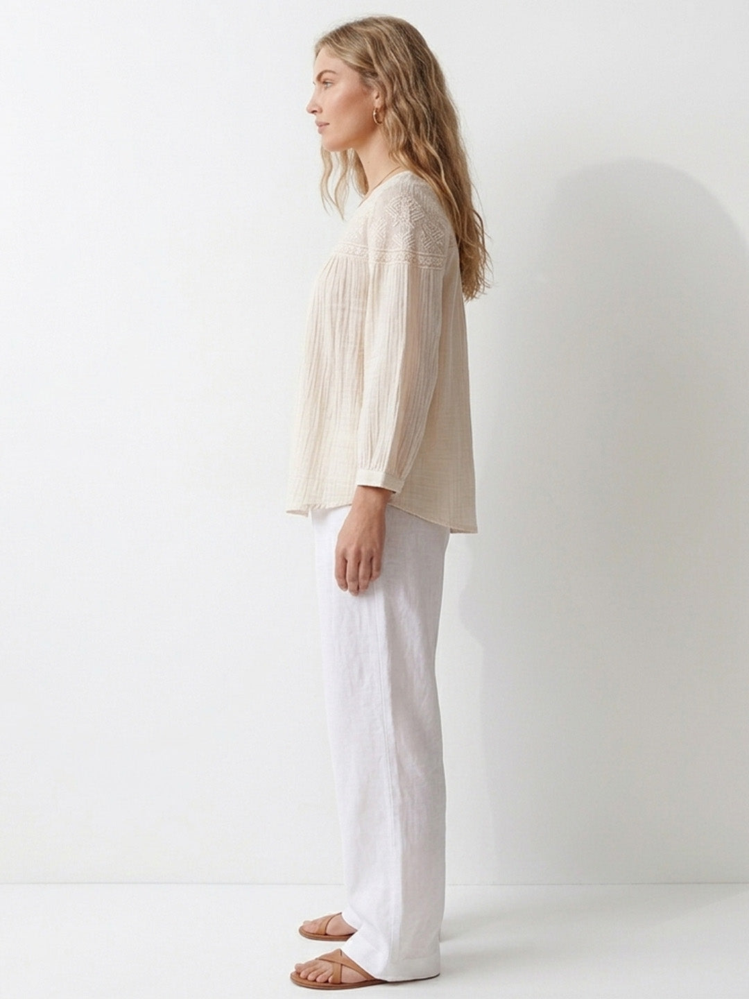 Scoup Women's embroidered-yoke-cotton-top