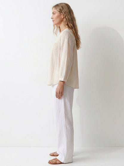 Scoup Women's embroidered-yoke-cotton-top