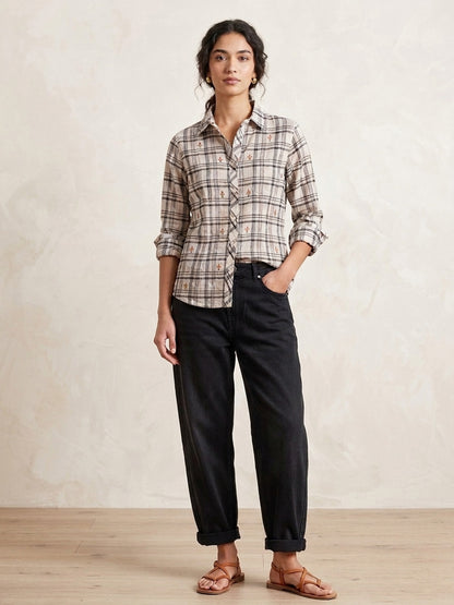 Scoup Women's embroidered-check-shirt