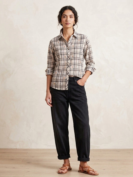 Scoup Women's embroidered-check-shirt