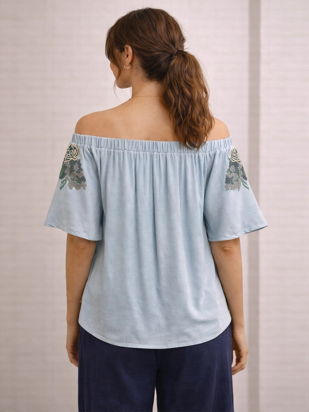 Scoup Women's off-shoulder-embroidered-top