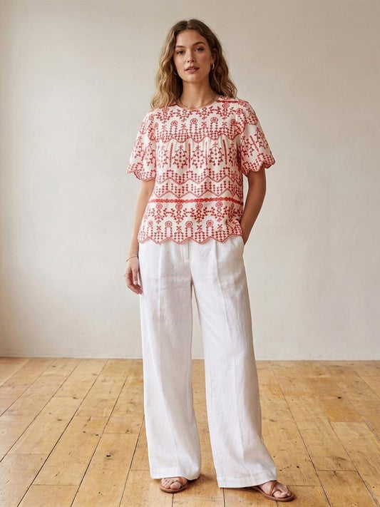 Scoup Women's cotton-schiffli-top