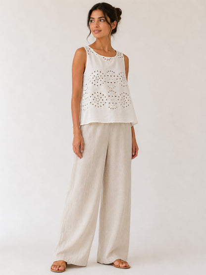 Embroidered Schifli White Top