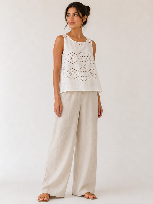 Embroidered Schifli White Top