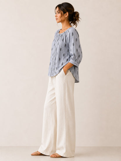Cotton Dobby Pintuck Top