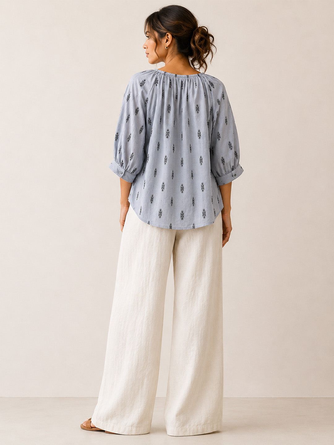 Cotton Dobby Pintuck Top