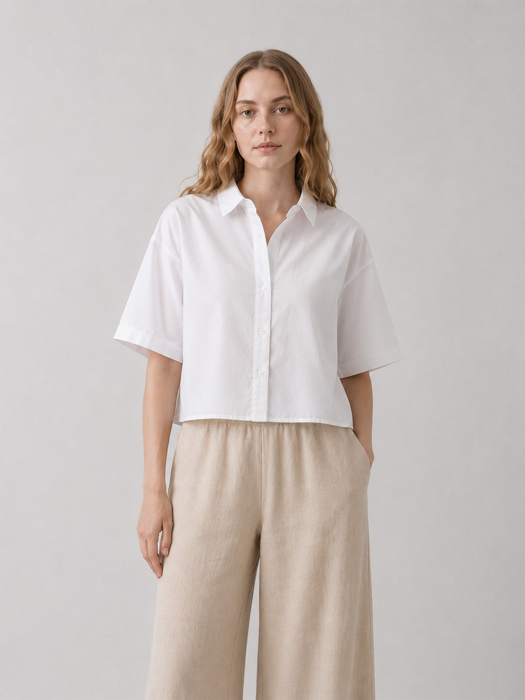 Short Length White Cotton Shirt