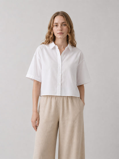 Short Length White Cotton Shirt